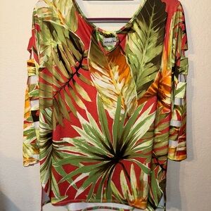 Tropical Leaf Print Women's Top